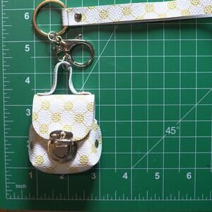 Mini Bag Keychain Charm Change Coin Purse Girlhoodcore Cream Gold Wristlet NWT